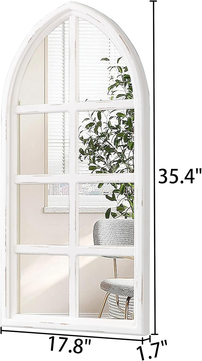 Rustic Arched Window Mirrors for Wall Decor 18 X 36 Inch