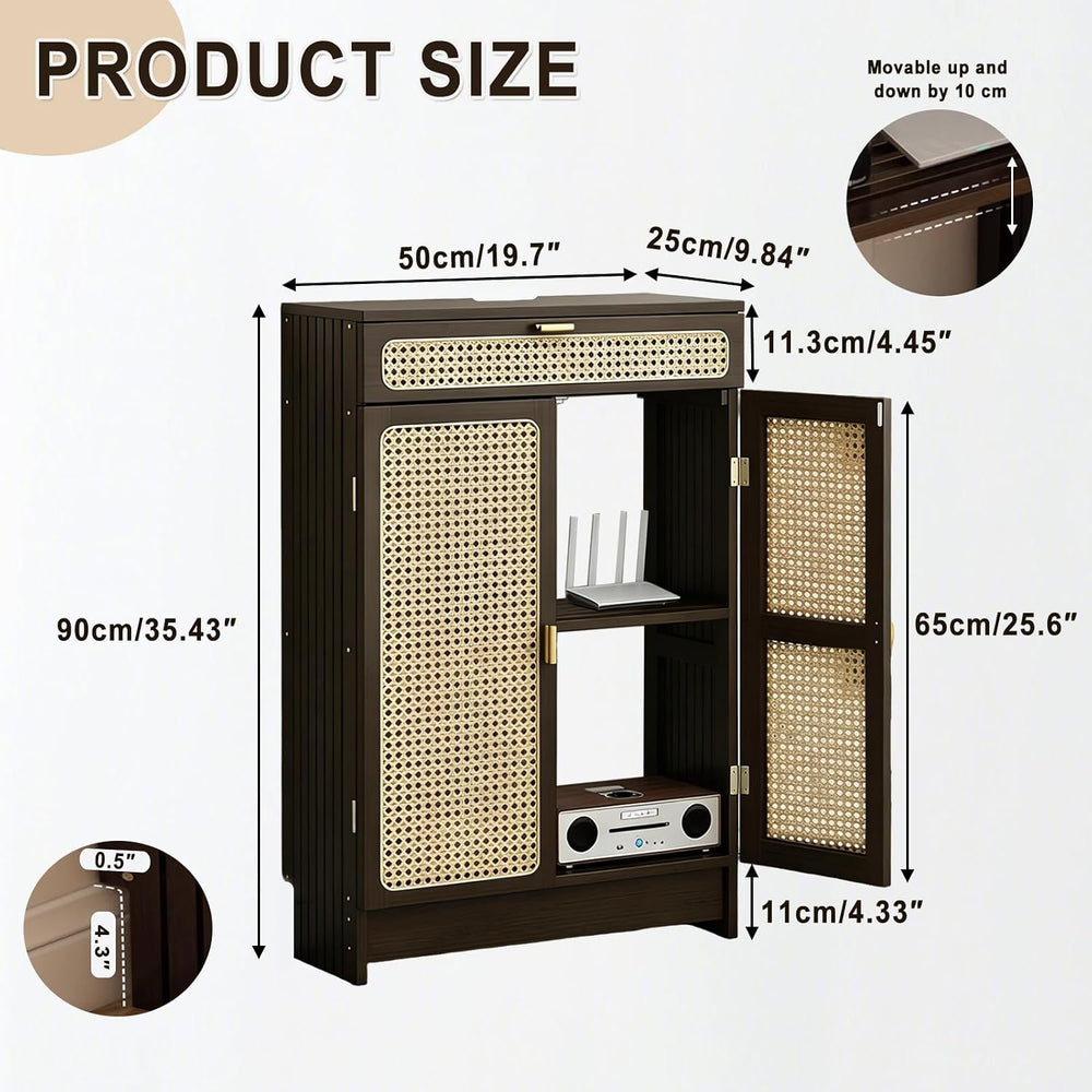 Jueraori WiFi Router Storage Cabinet with Adjustable Shelves, No Back Panel