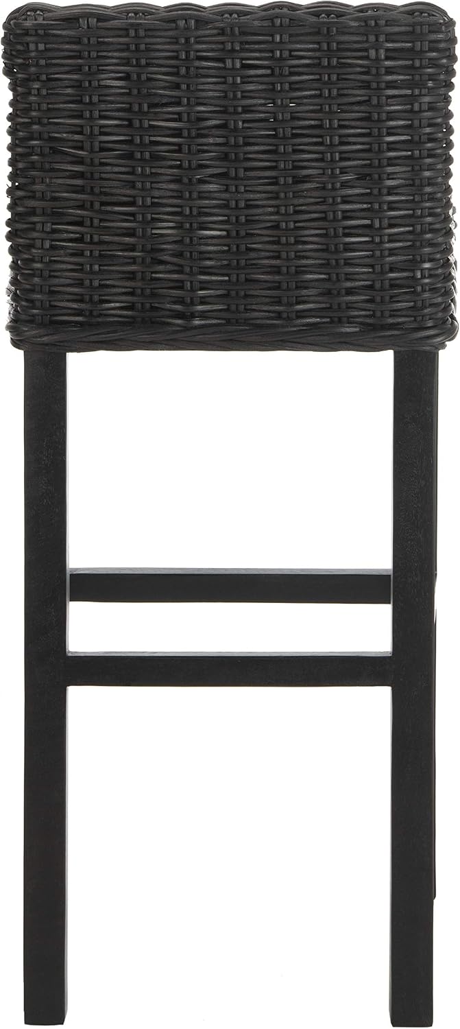 SAFAVIEH Cypress Barstool Wood Bar Stool, 29.72" Seat Black FOX6502C