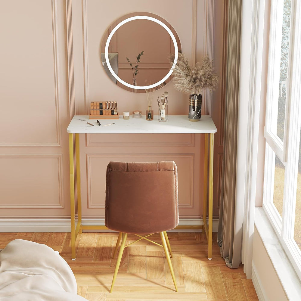 WOHOMO Folding Desk, 31.5" Foldable Computer Table for Small Spaces, Gold