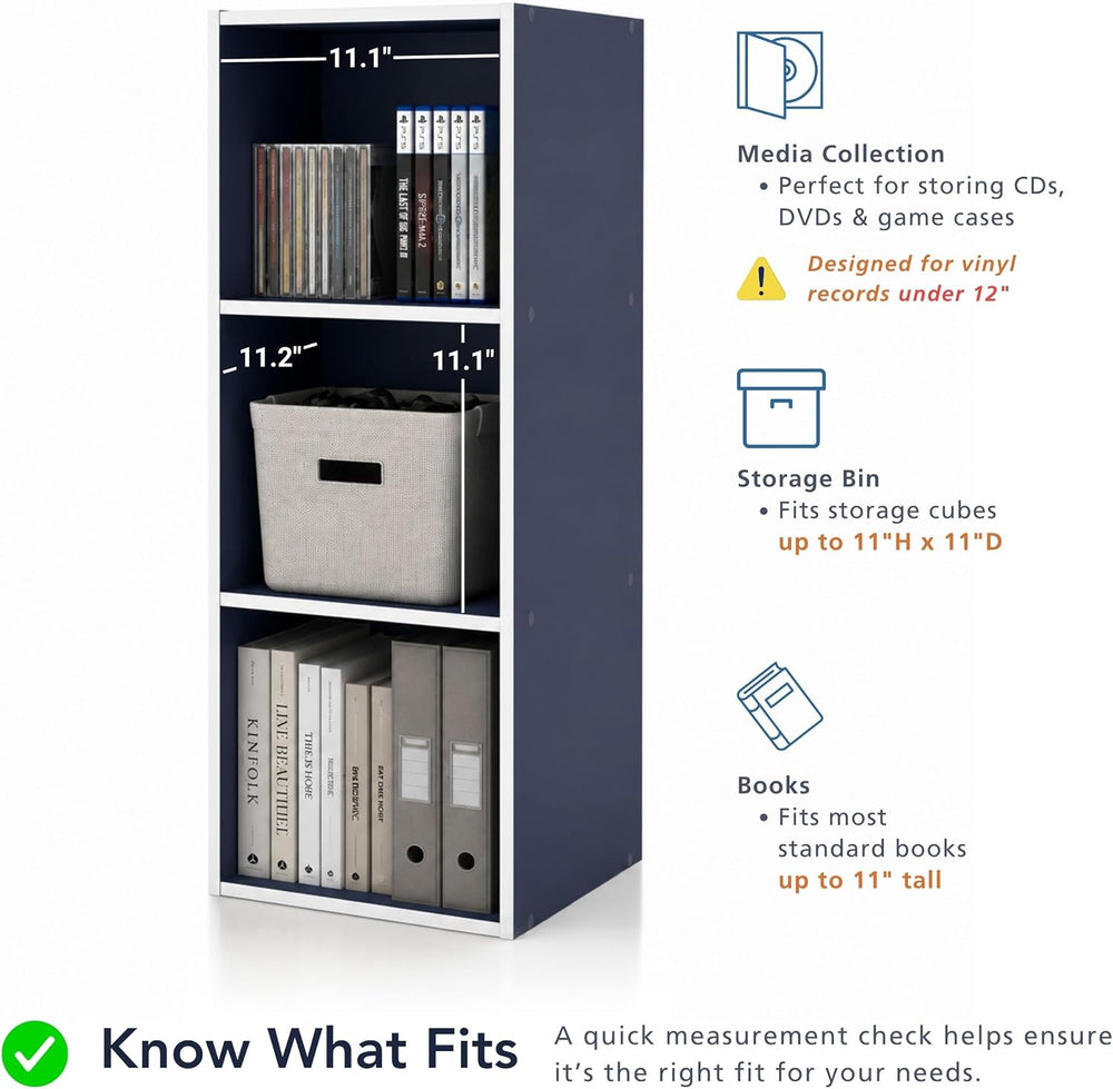 Homes: Inside + Out Apexa 3-Cube Storage Organizer Shelves, Stackable Wood Bo...