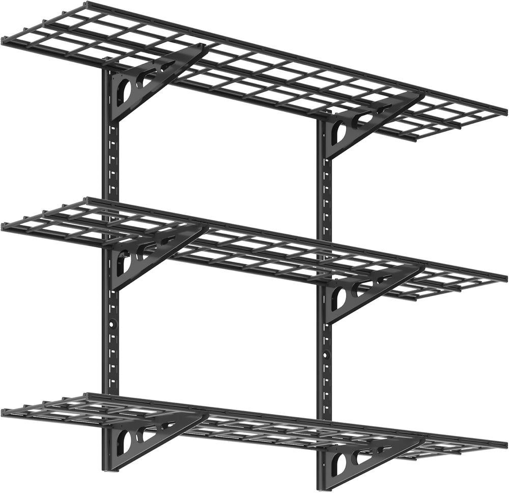 FLEXIMOUNTS 3-Tier 1x4ft Garage Storage Wall Shelving, Height Adjustable