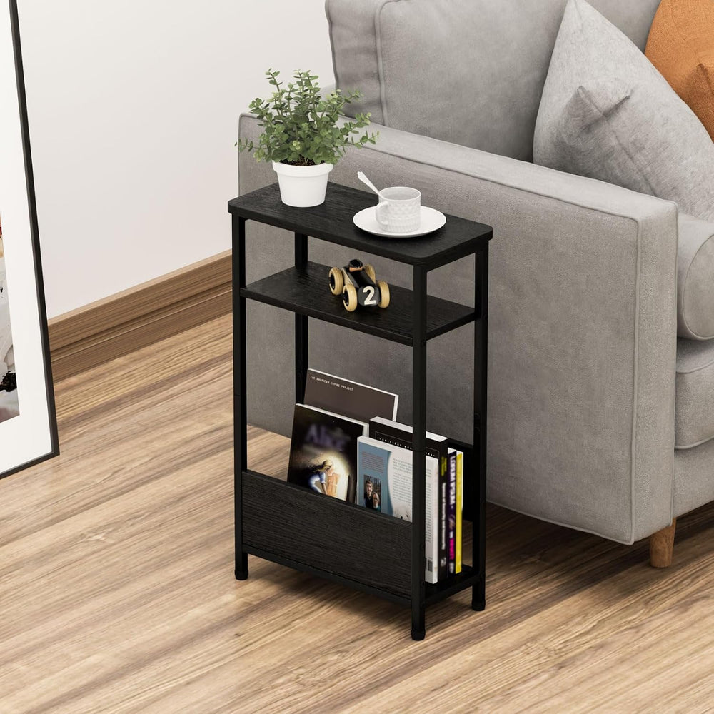 THUMEYE 7.1" Narrow Side Table for Small Spaces, 3 Tier Small End Table ...
