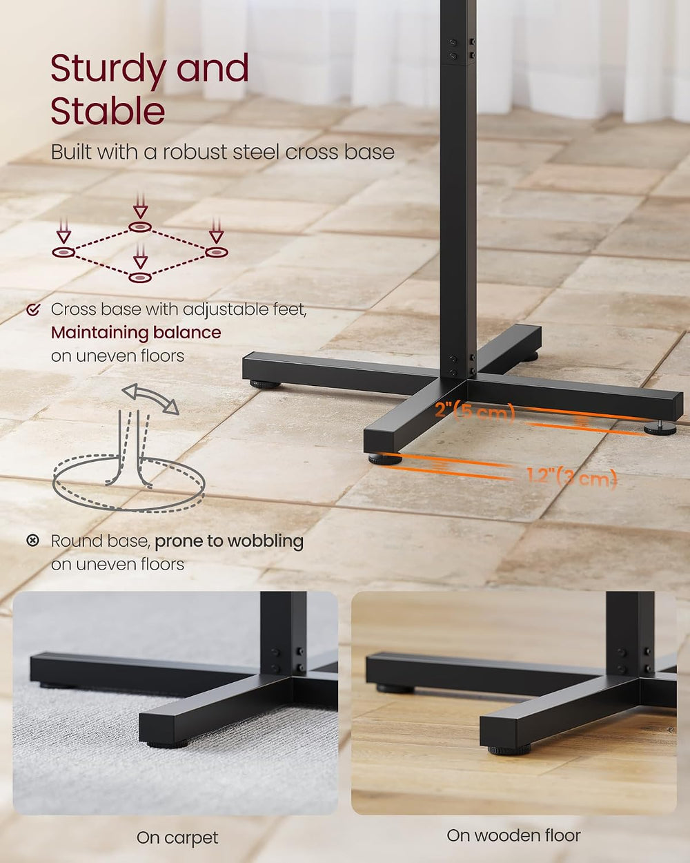 VASAGLE Round Cocktail Table, Set of 2, with Metal Frame and Cross Base