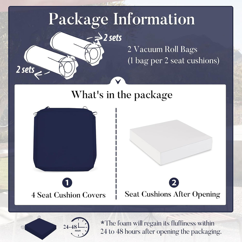 Basic Beyond Outdoor Chair Cushions for Patio Furniture, Waterproof Outdoor S...