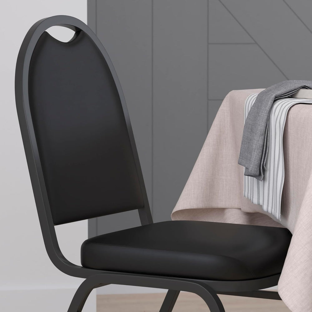 Flash Furniture Hercules Metal Dome Back Stackable Banquet Chair, Black