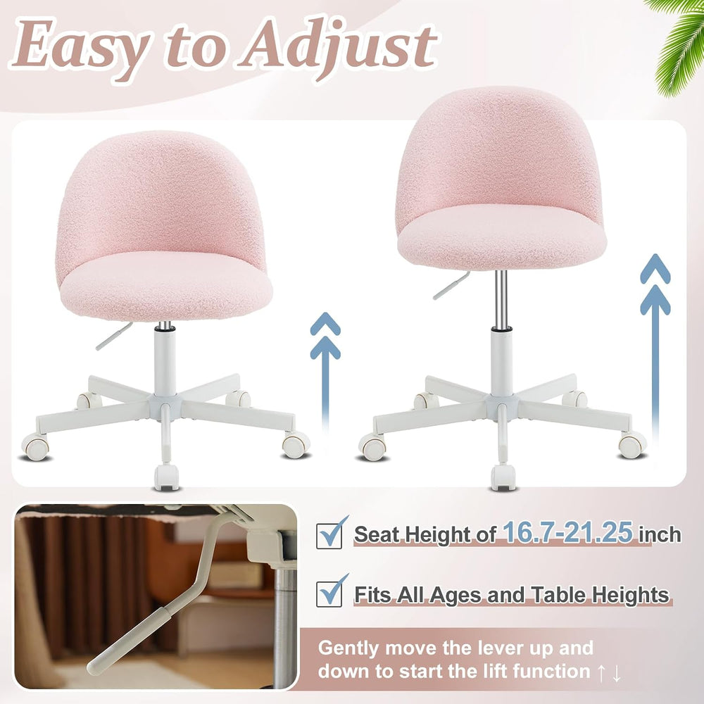 VINGLI Cute Candy Chair Armless Comfy Small Office Desk Vanity Chair with Whe...