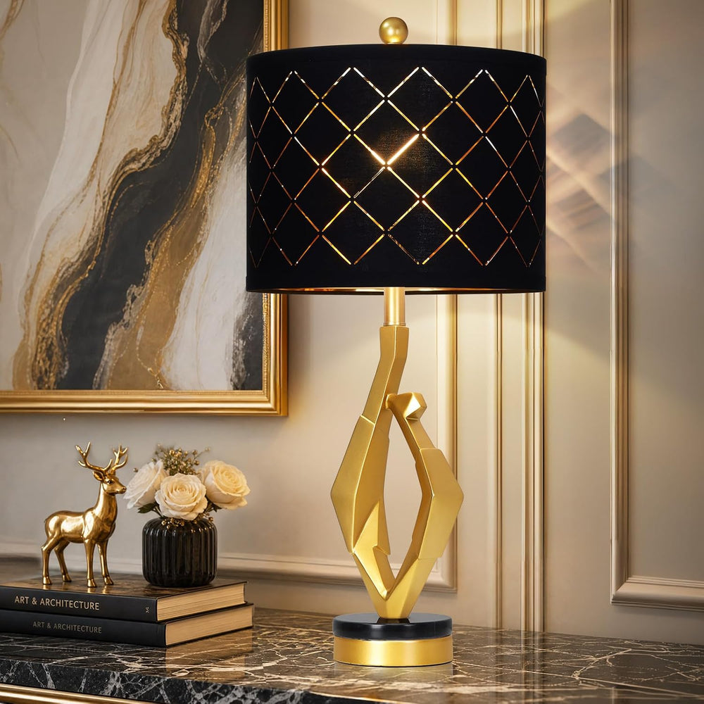CINSARY 30" Tall Black and Gold Table Lamp for Living Room Bedroom Single