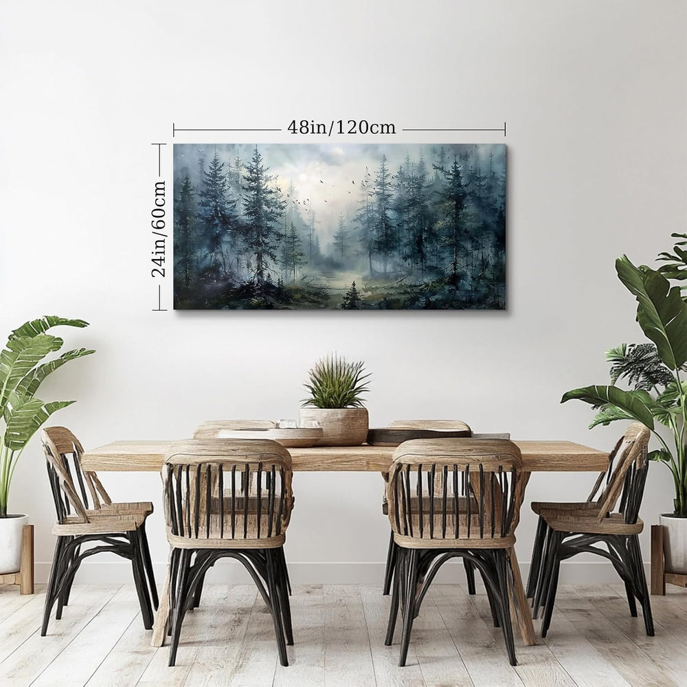 SERIMINO Foggy Forest Wall Decor, Pine Trees Large Wall Pictures 24"X48&...