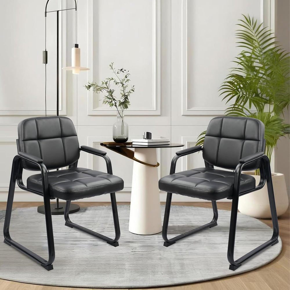 CLATINA Waiting Room Guest Chair with Bonded Leather Padded Arm Rest for Offi...
