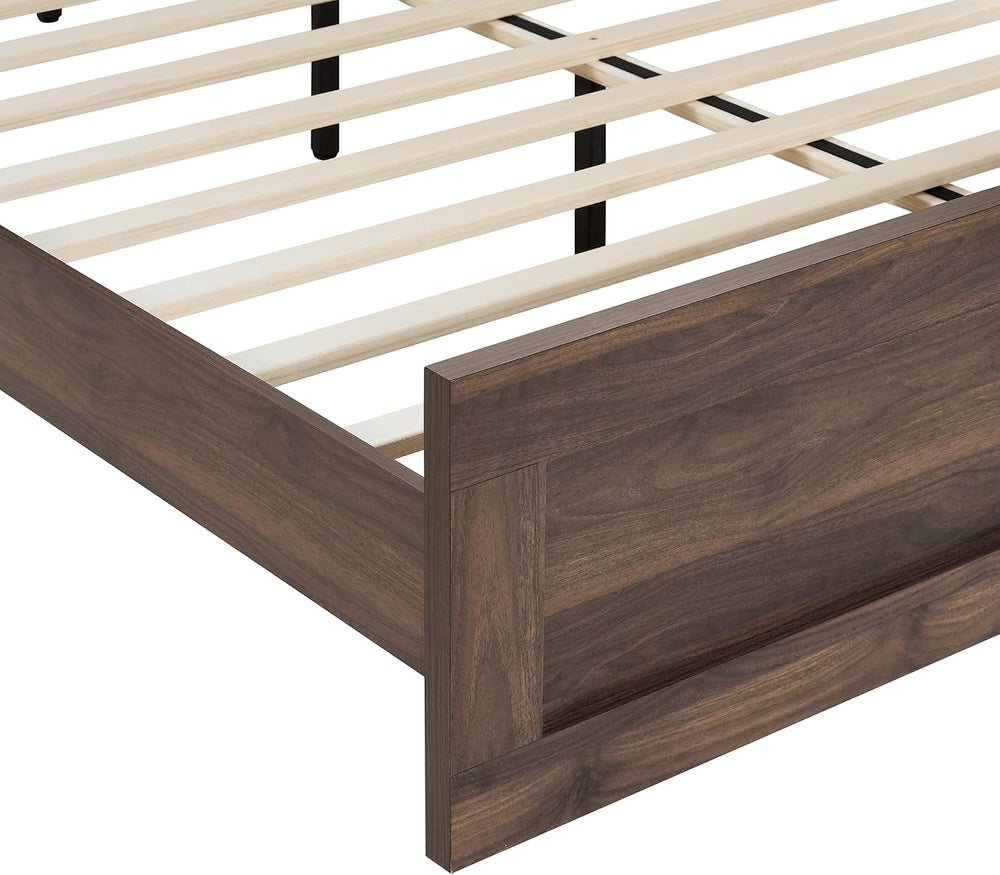 KISLOT Wood Bed Frame with Headboard and Footboard, Walnut, Full
