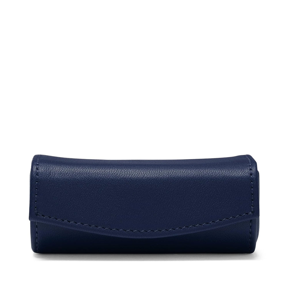 Leatherology Lipstock Case with Mirror & Snap Closure - Navy Blue