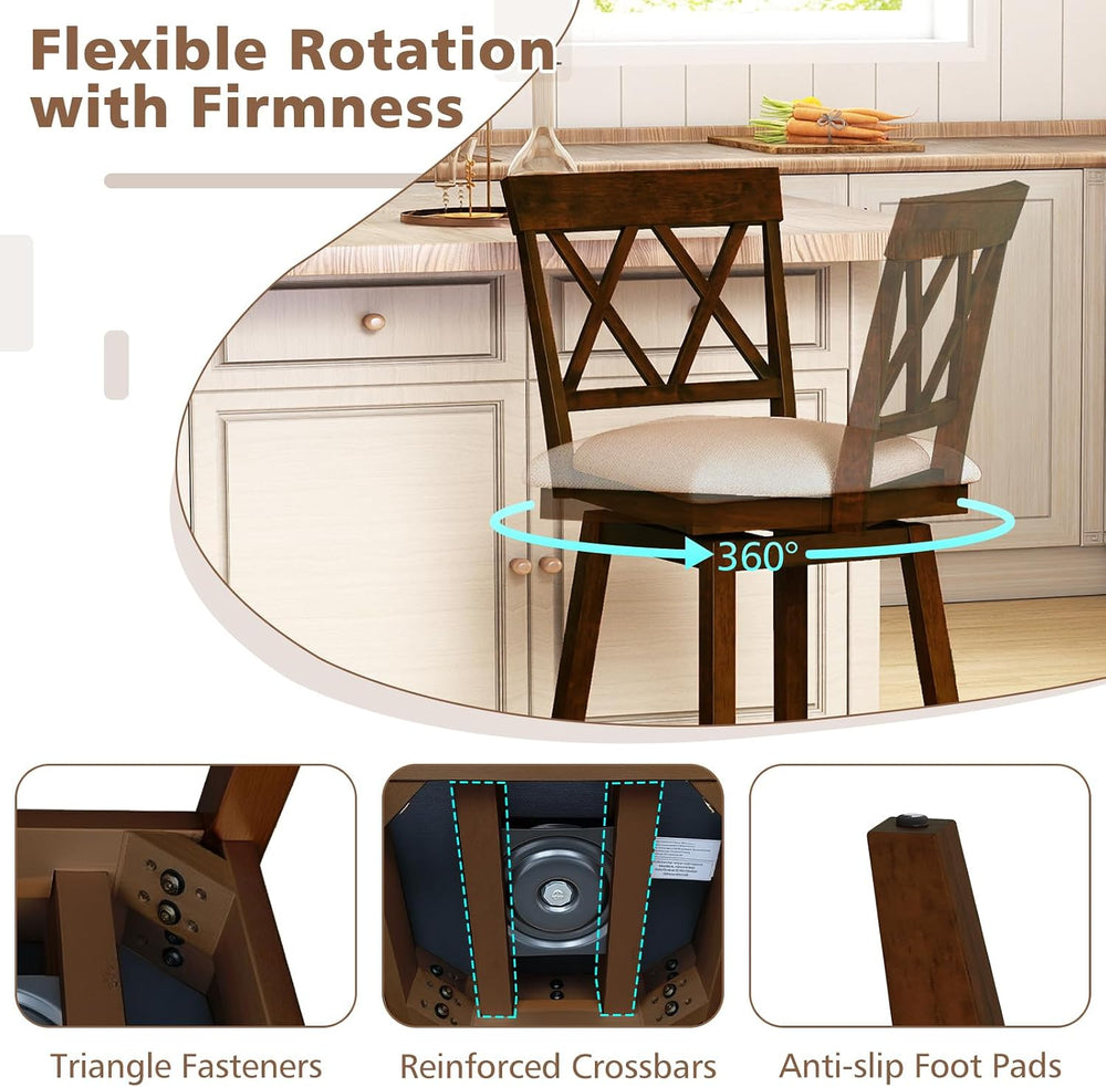 COSTWAY Bar Stools Set of 2 for Kitchen Island, 24" Counter Height Chair...