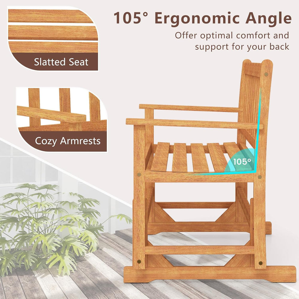 Tangkula 2-Person Outdoor Acacia Wood Glider Bench, Heavy Duty 800 LBS, Patio...