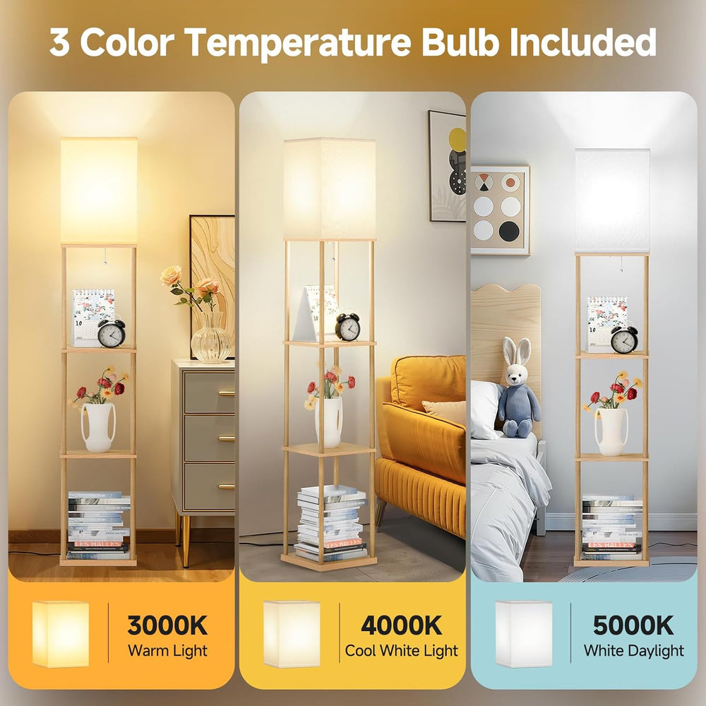 Coucrek 2-Pack Floor Lamp with Shelves, 3-Tier Standing Shelf Lamp