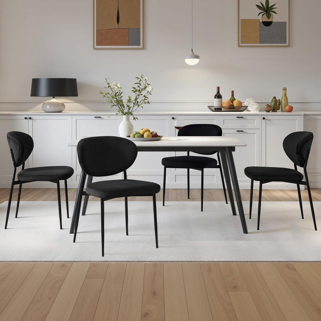 stoolink black velvet dining chairs set of 6, close-up detail