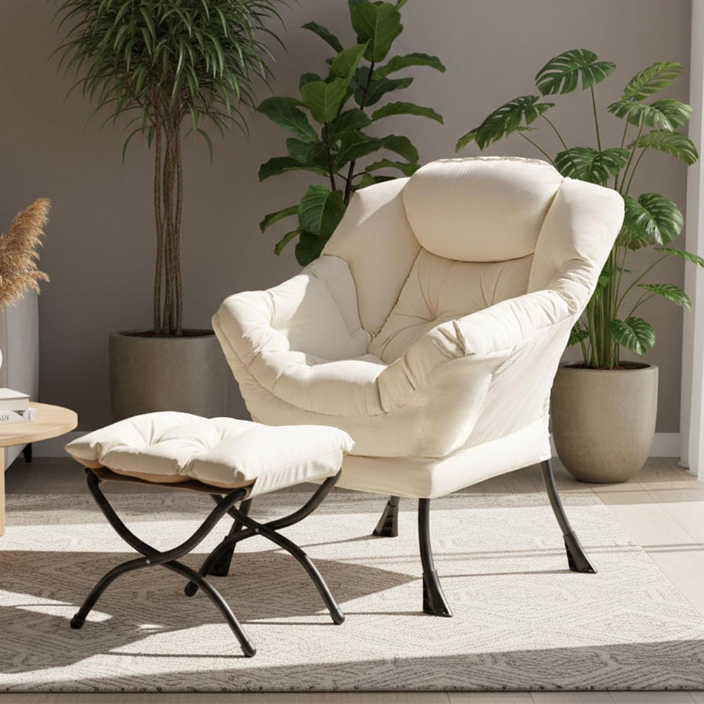 Tiita Lazy Chair with Ottoman, Modern Large Accent Lounge Chairs, Leisure Sof...