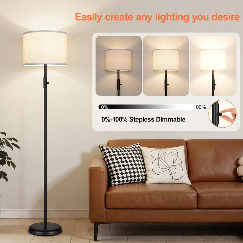 【Upgraded】 Dimmable Floor Lamp, Modern Floor Lamps Simple Design with White S...