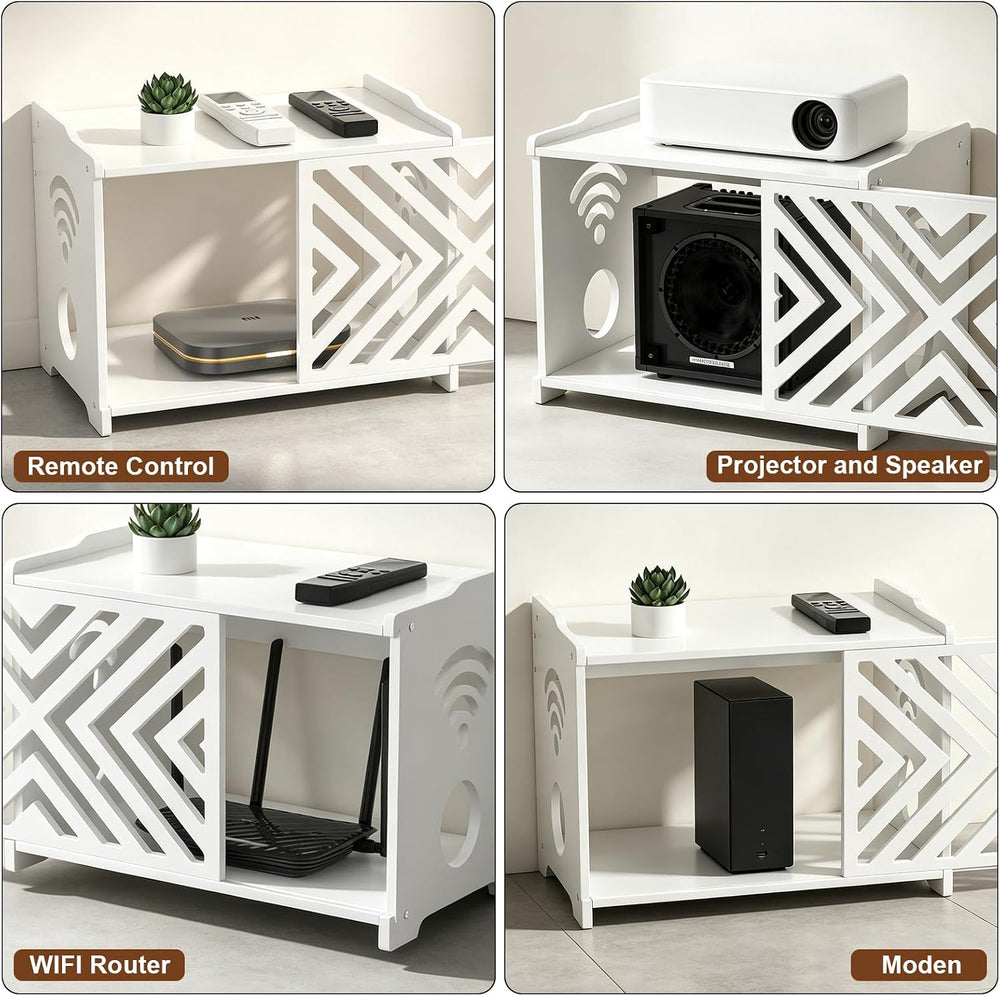 Router Box Hider & Projector Shelf -Decorative WiFi Router Storage Cabinet