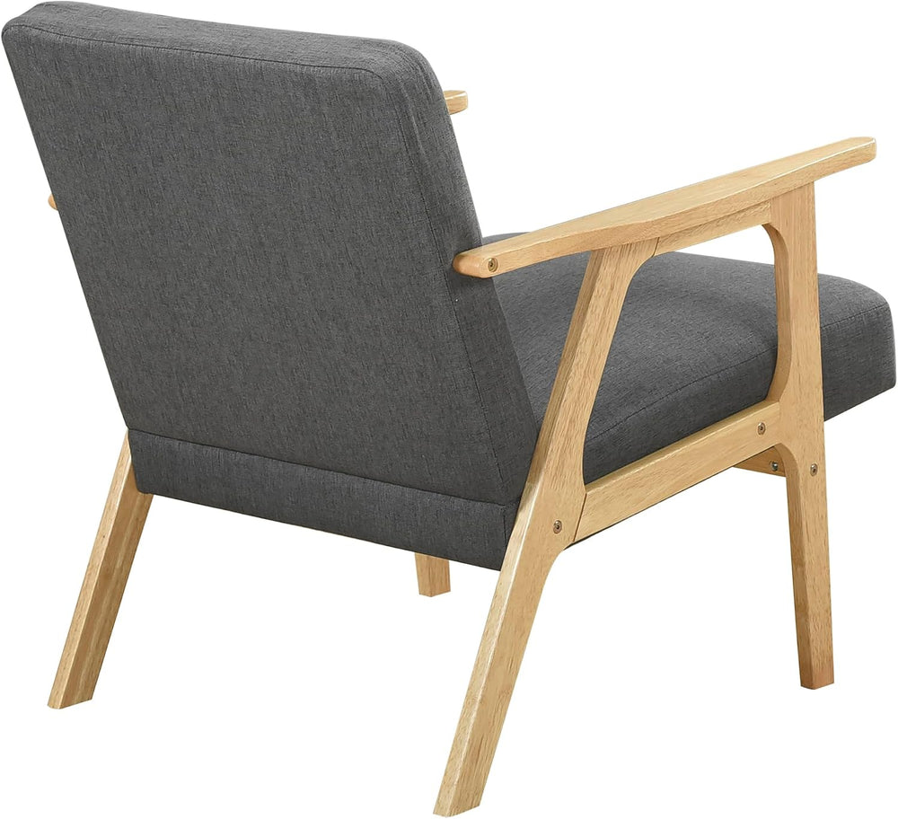 Lexicon Mid Century Modern Accent Chair,Natural Solid Wood Frame,Dark Gray