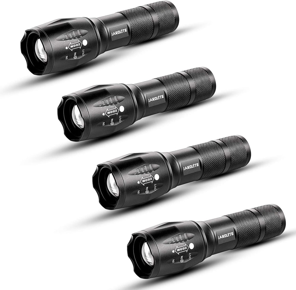 JARDLITE LED Emergency Handheld Flashlight, 4 Pack, Adjustable Focus, Water R...
