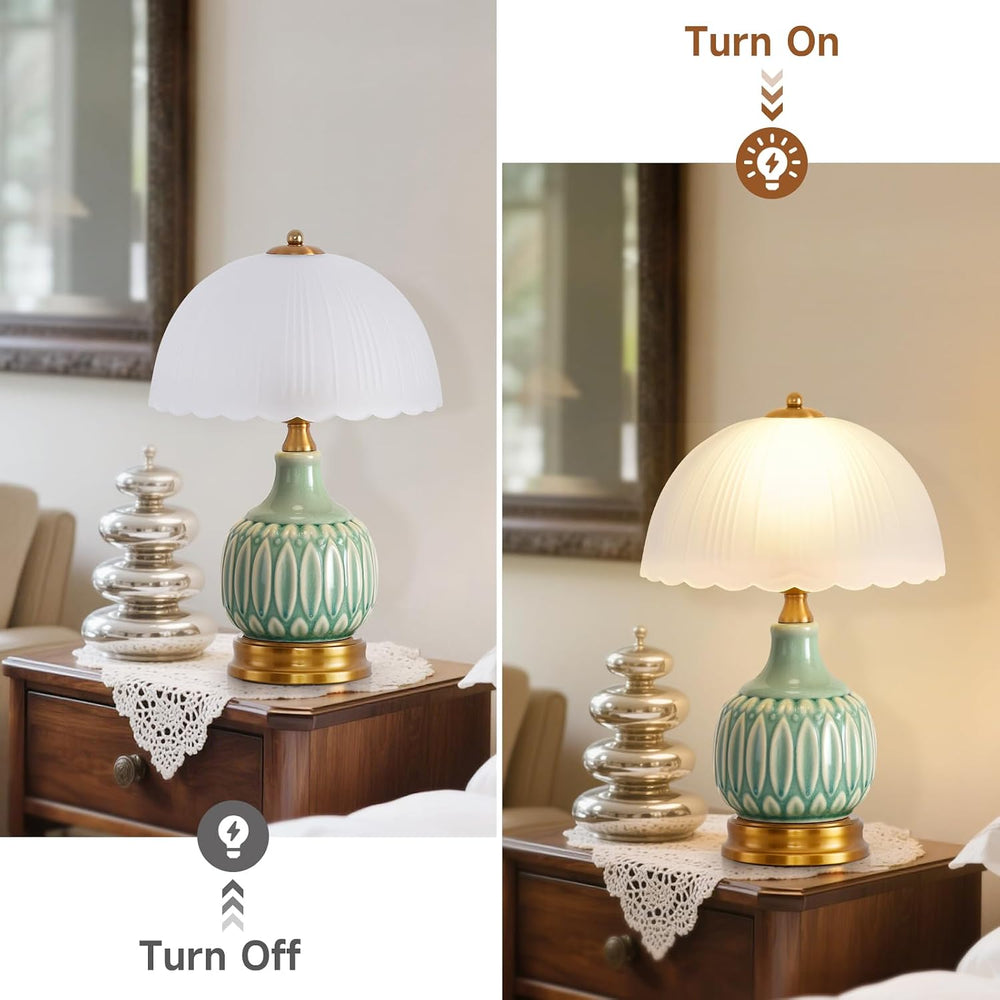 Table Lamps Ceramic Retro Lamp for Living Room,15." Modern Bedside Night...