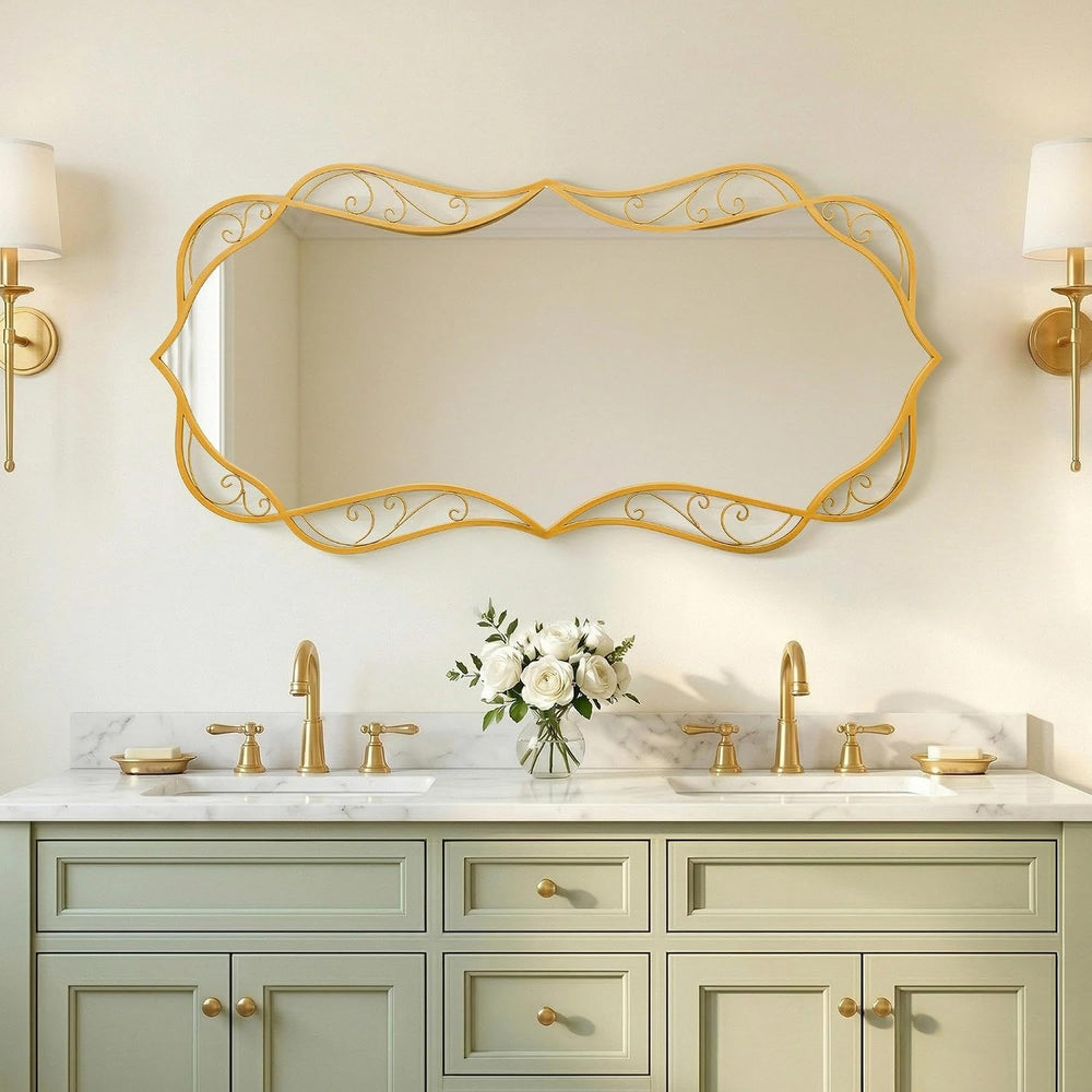 Besdomus Large Gold Wall Mirror: 24"x48" Bathroom Mirrors for Over ...