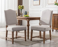 Shunzhi Farmhouse Upholstered Dining Chairs Set of 2 Mid Century Modern Dining Room Chairs Parson Linen Chairs Armless Kitchen Side Chairs with Wood Frame/High Back/Nailhead, Beige