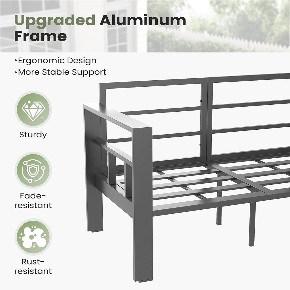5 Piece Aluminum Patio Furniture Set With Thick Cushions and Coffee Table