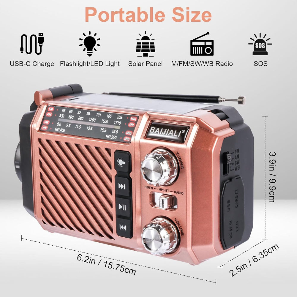 Hand Crank Emergency Weather Radio with 2600mAh/9620mWh Power Bank, NOAA AM F...