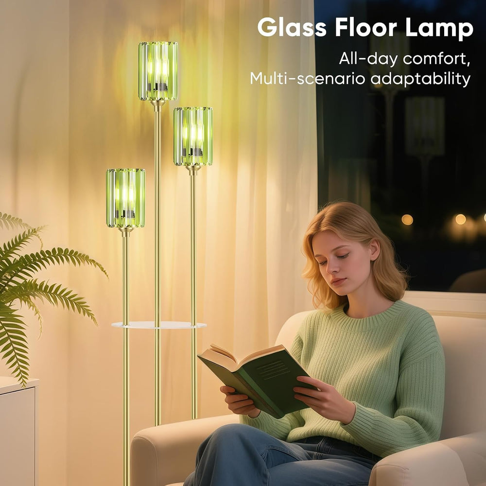 Elegant Modern Crystal Floor Lamp with Shelves for Living Room