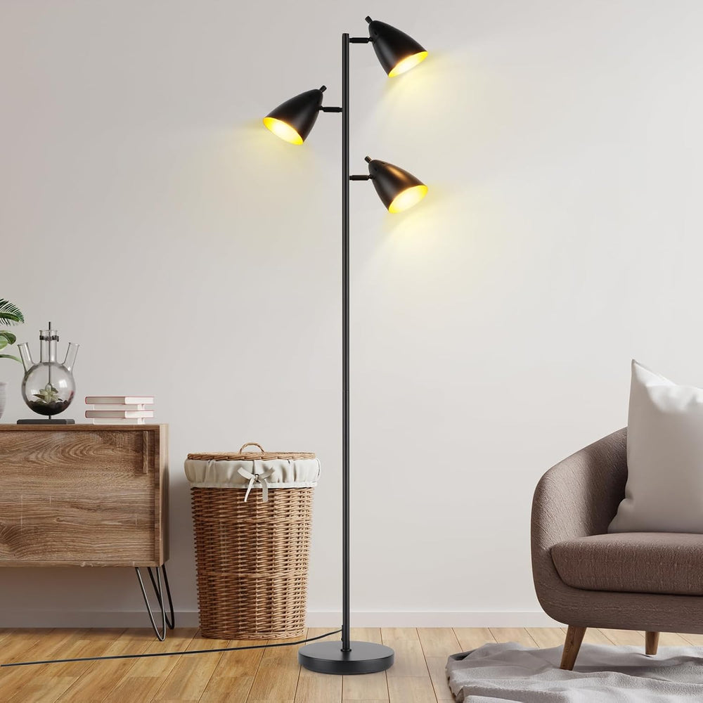 LALISU Tree Floor Lamp for Living Room, Industrial 3-Light Standing Lamp