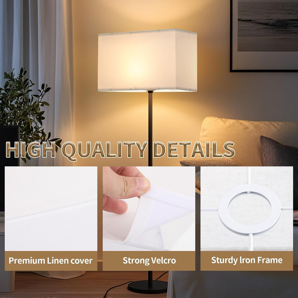 Rectangle Lamp Shades Set of 2, 16"x8"x10", Large White Linen