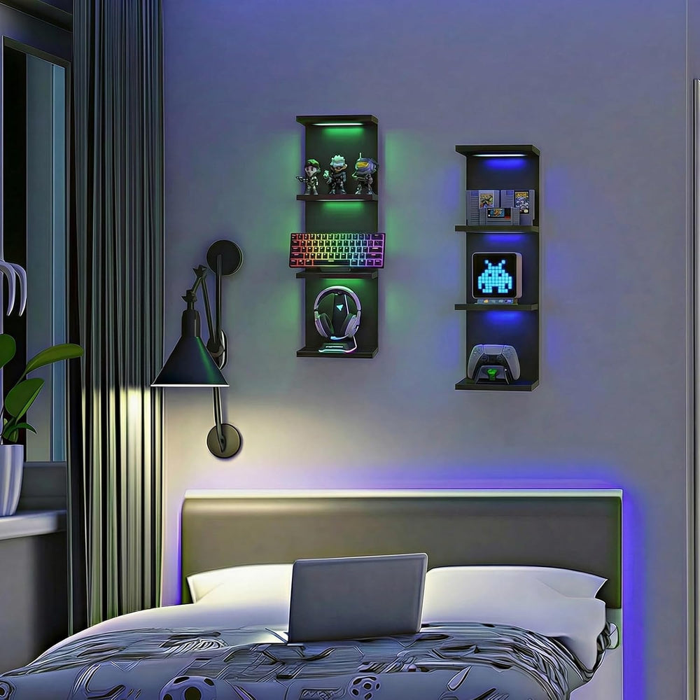 4 Tier RGB Wall Shelf, Black
