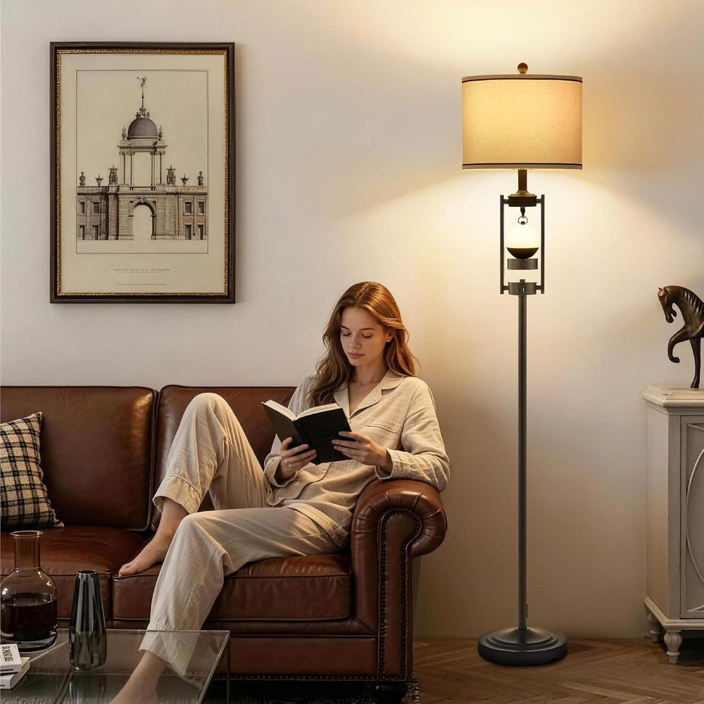 65'' Floor Lamp with Portable Nightlight, Standing Lamp with USB C+A ...