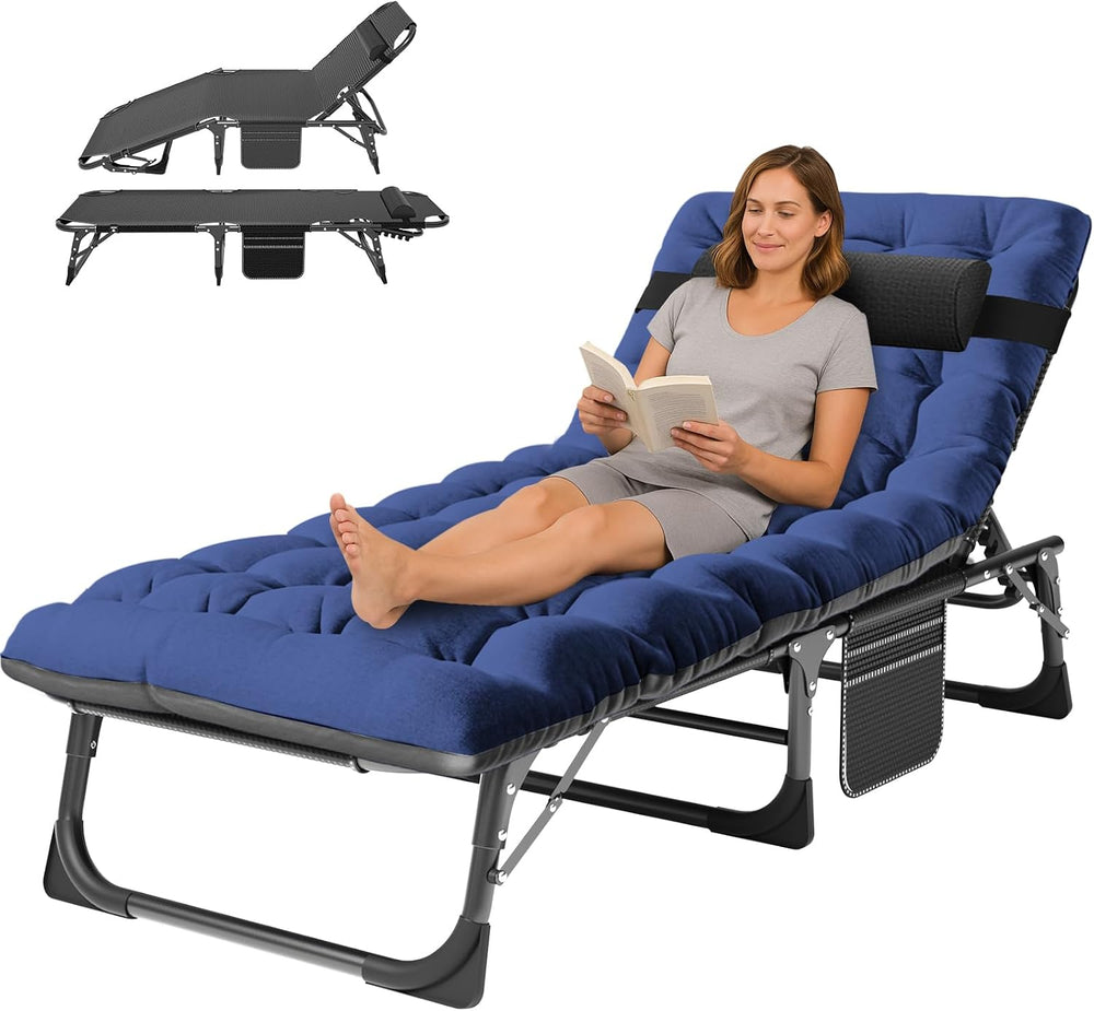 ABORON Tanning Chair, 5-Position Padded Folding Chaise Lounge