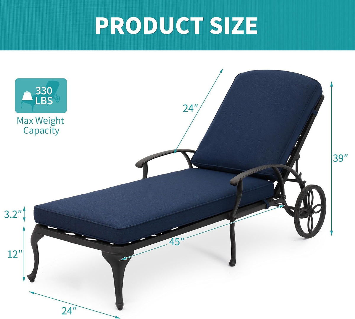 HOMEFUN Outdoor Chaise Lounge Chair Set of 1