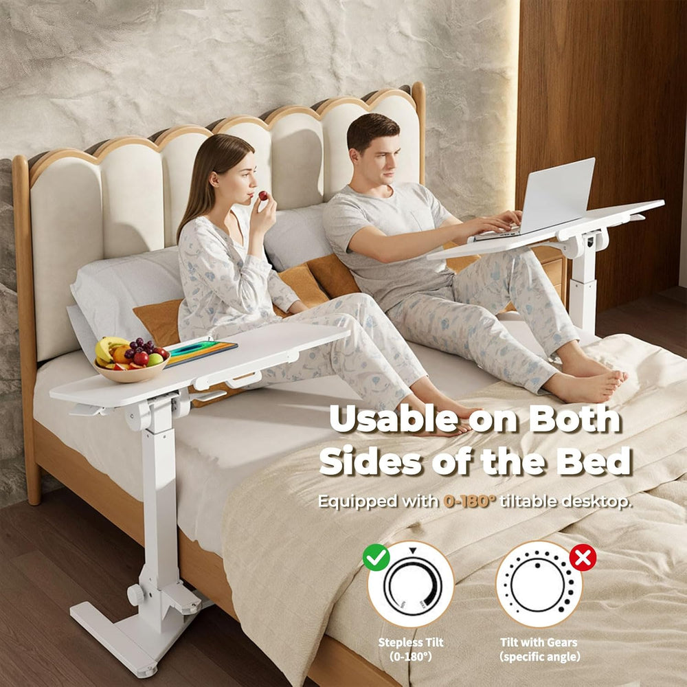 JOY worker Foldable Mobile Standing Desk, 180° Tilt Overbed Bedside Table