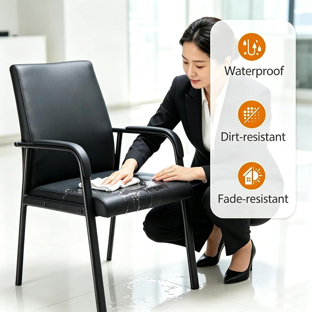 Leather Office Reception Guest Chair with Padded Armrests 600 lb.
