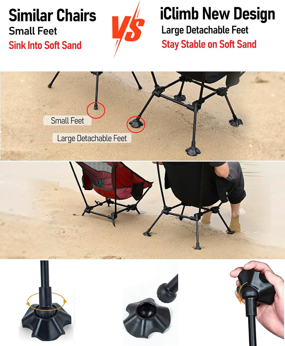 iClimb Ultralight Compact Folding Anti-Sinking Chair, Yellow