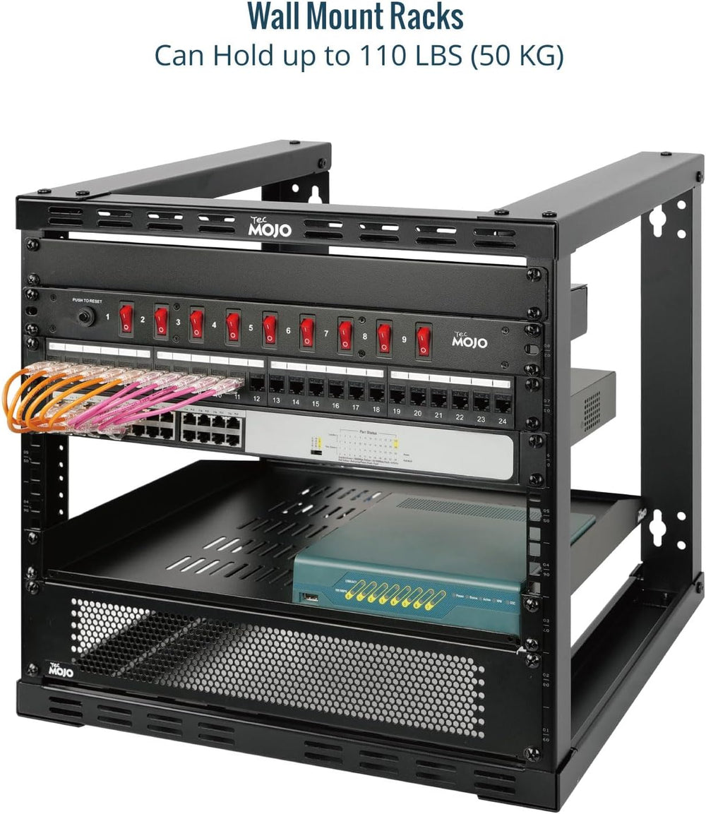 Tecmojo 9U Fixed Wall Mount Network Rack 15.8inch Depth Open Frame for Server...