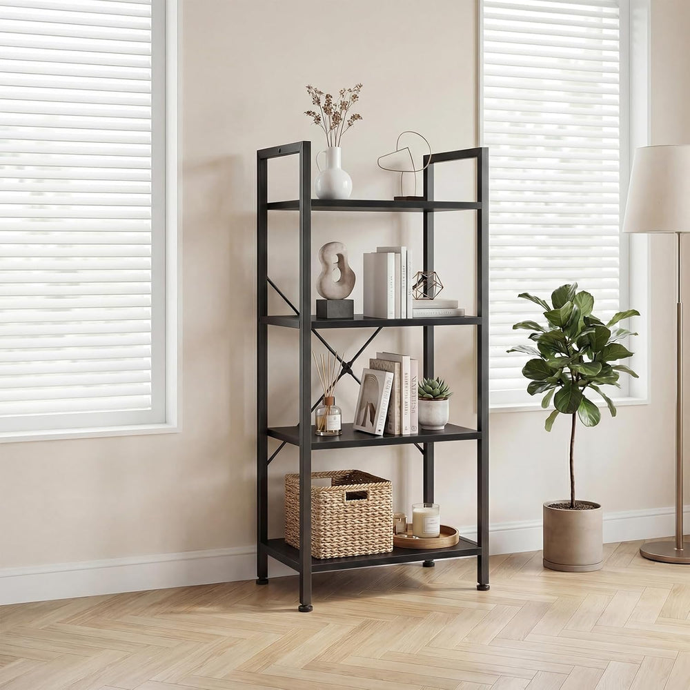 DUMOS 4 Tiers Open Bookshelf, Classic Freestanding Tall Display Shelf, Multif...