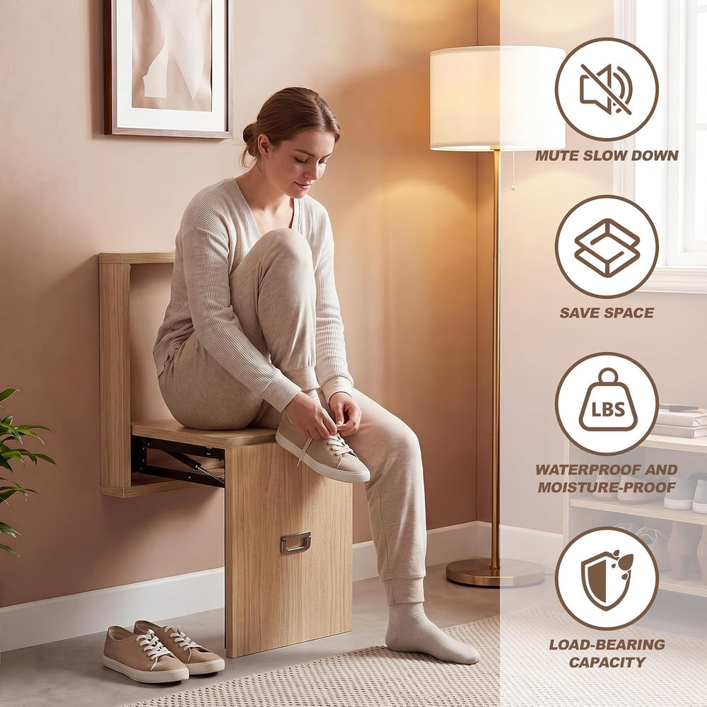 Geelin 1 Pcs Wall Mounted Folding Chair, Modern Entryway Shoe Changing Stool,...