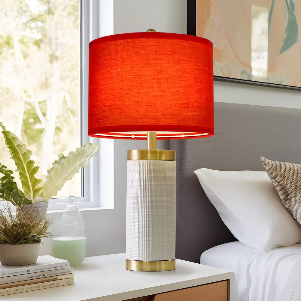 Lamp Shades Set of 2, Red Drum Lamp Shades, 11.8 x 11.8 x 7.9 Inch