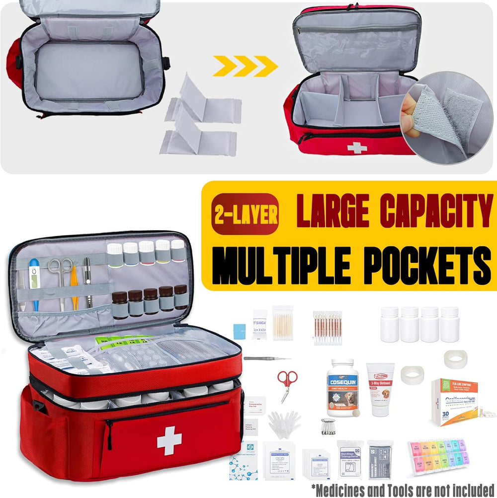 First Aid Bag Empty 2-Layer Large 16" x 9½"x7 Red