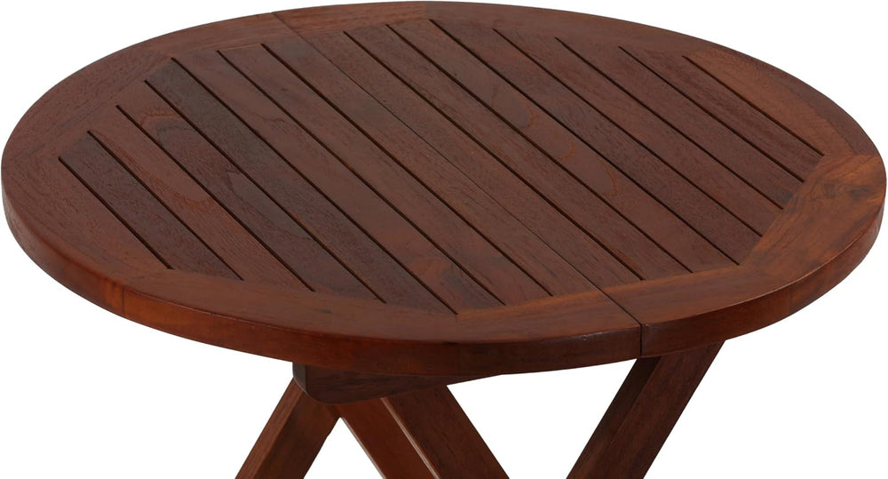 Bare Decor Karlyn Round Folding End Table in Teak Wood, 20"
