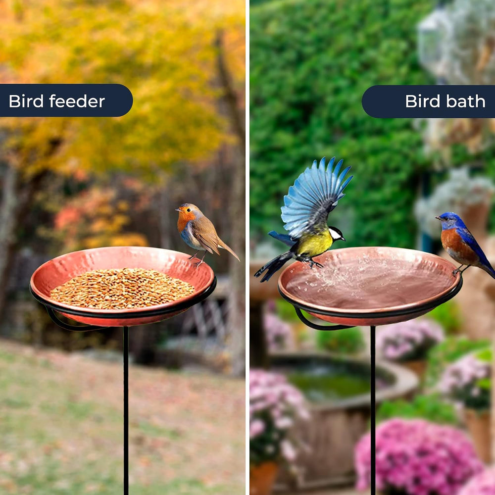 Monarch Abode Standing Bird Bath & Bird Feeder for Outdoors – Pure Copper...