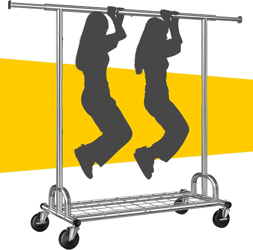 Raybee Heavy Duty Clothes Rack 530LBS Adjustable Rolling Clothes Rack