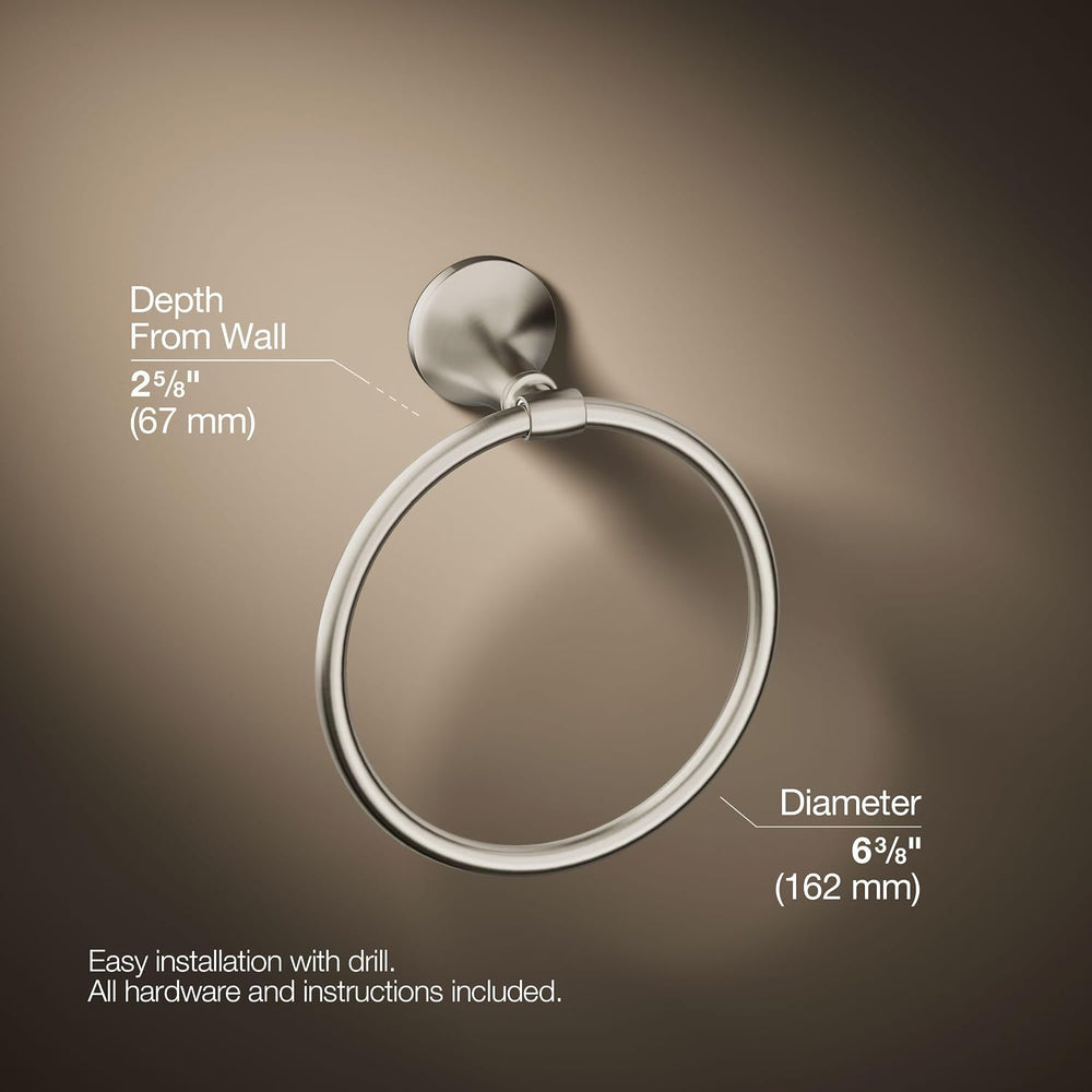 Kohler Elliston Towel Ring, Vibrant Brushed Nickel