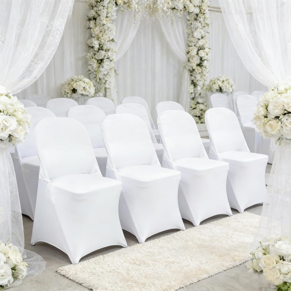 HAINARverS Stretch Spandex Folding Chair Covers 30PCS White Universal